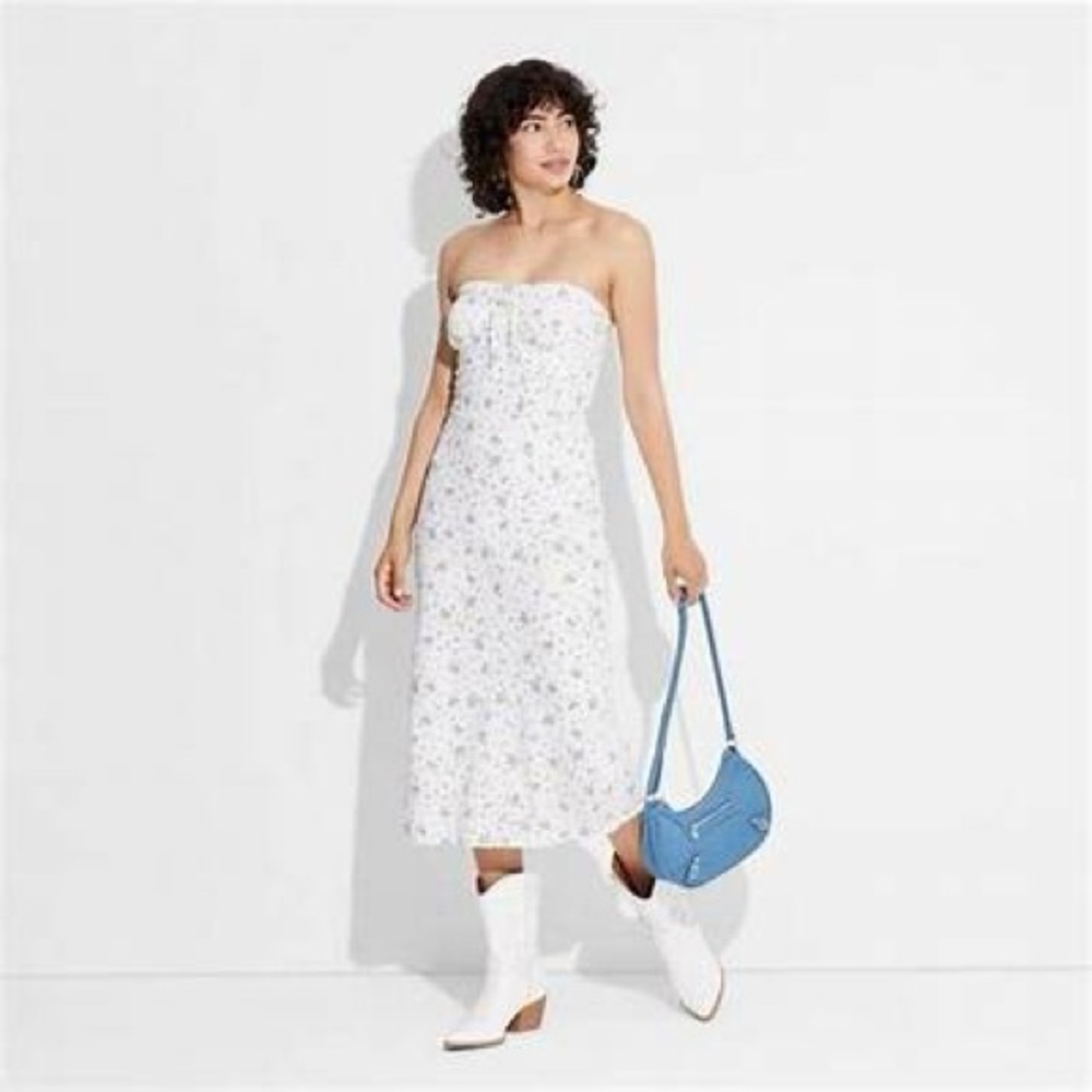 Wild Fable Floral Midi Dress with One Side Slit